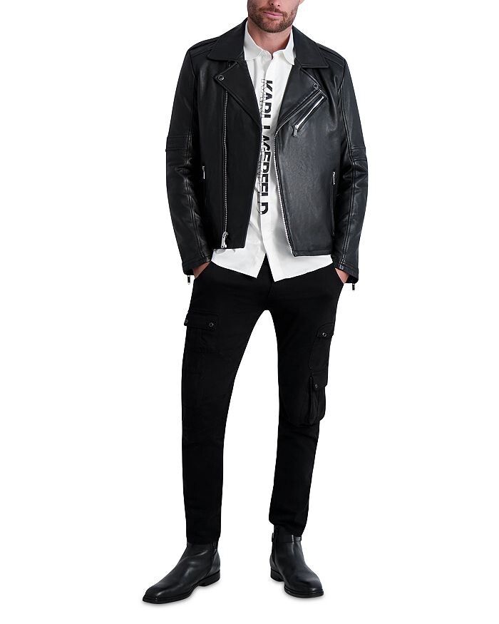 

Кожаная куртка на молнии KARL LAGERFELD PARIS, черный