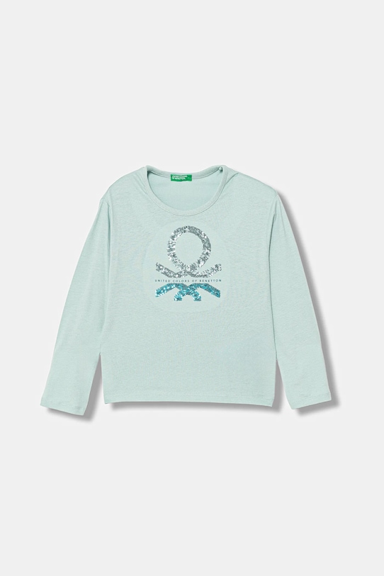 

Детская хлопковая кофта с длинным рукавом United Colors Of Benetton, бирюзовый