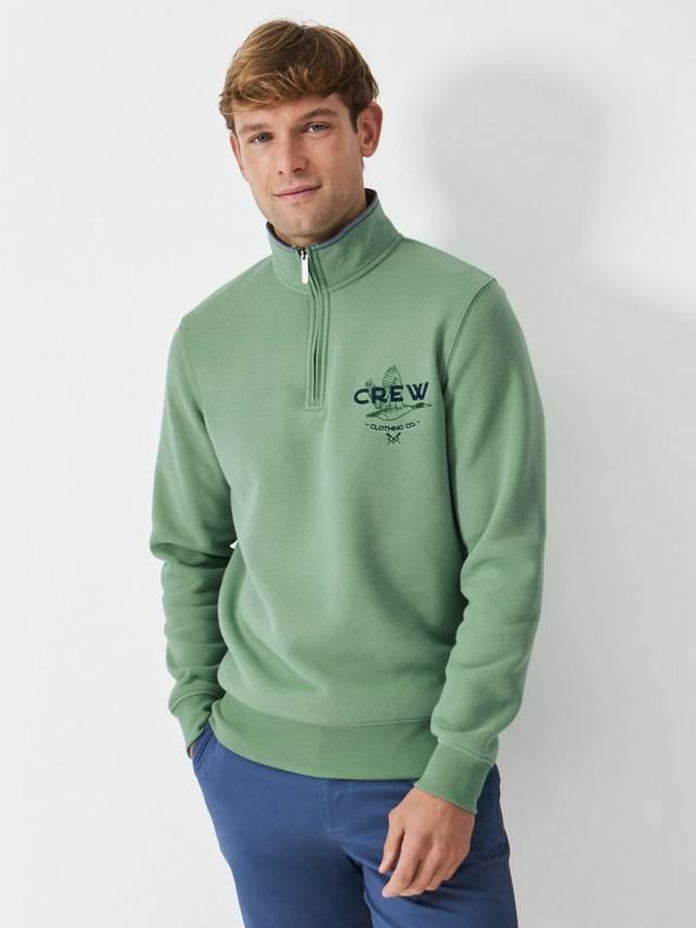 

Хлопковая толстовка на молнии наполовину Crew Clothing, цвет Light Green