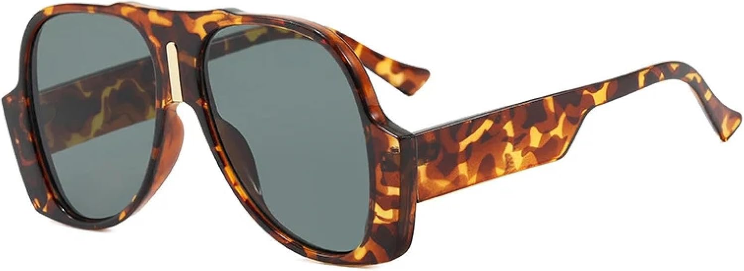 

Винтажные большие панк-солнцезащитные очки для женщин, модные мужские солнцезащитные очки для активного отдыха и путешествий с защитой от УФ-излучения UV400 TKKTLLT, Leopard Green