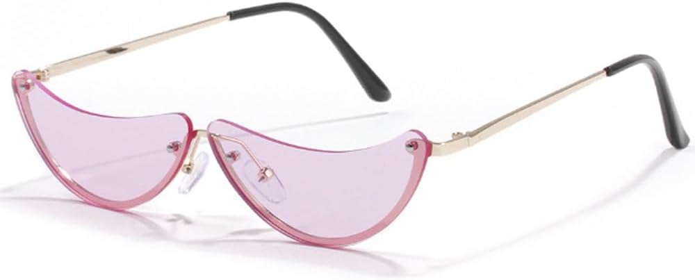 

Полуободковые солнцезащитные очки без оправы для мужчин и женщин, модные солнцезащитные очки с линзами конфетных цветов, защита от УФ-излучения UV400 TKKTLLT, Gold Purple