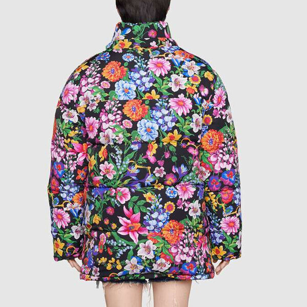 Куртка The North Face x Gucci Floral Print Down Jacket, фиолетовый — фото 3