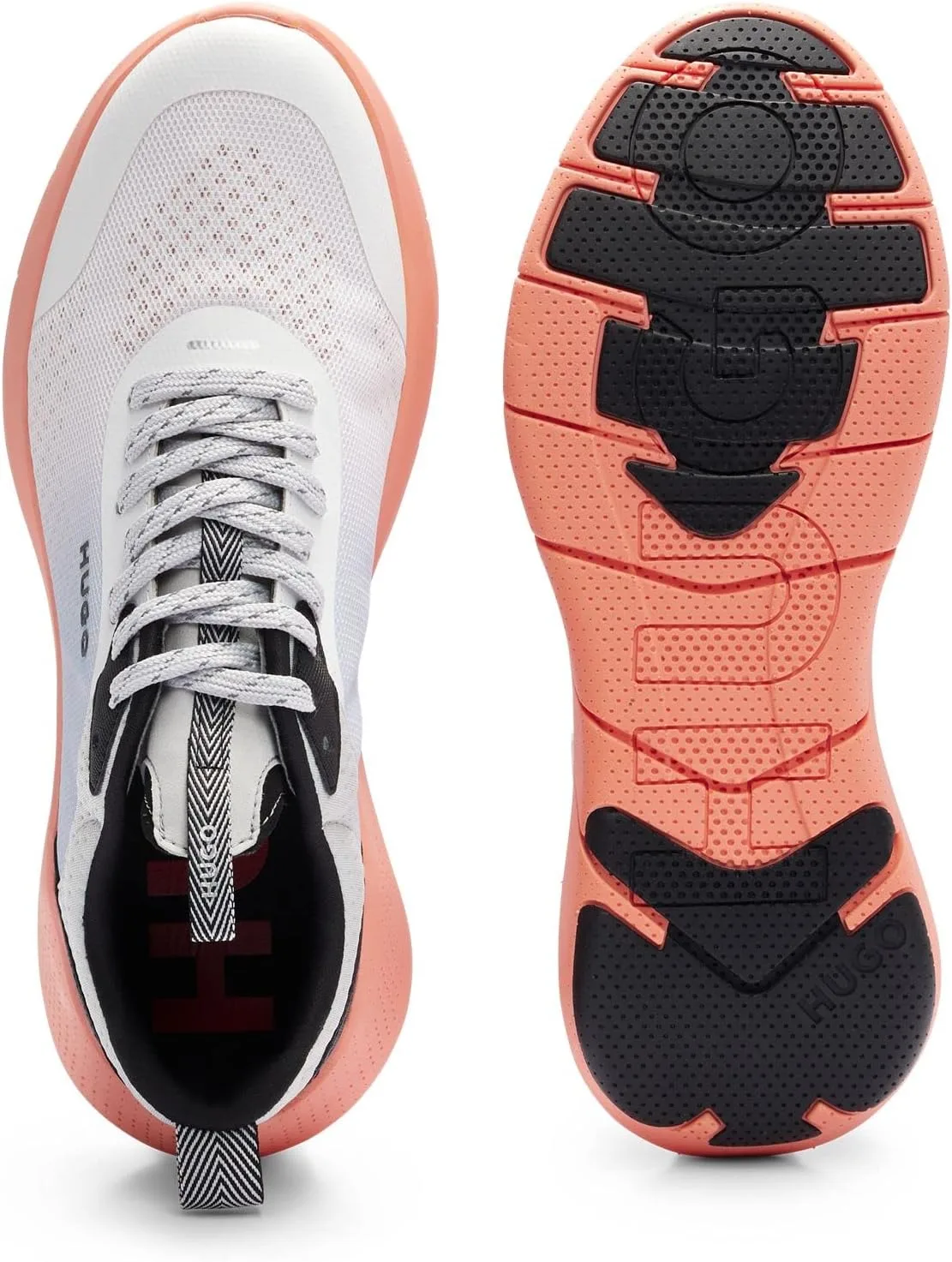 Мужские кроссовки HUGO Wayne Runn Super Lightweight, изготовленные из многослойной сетки и микрофибры, серый — фото 4