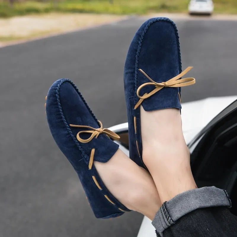 Мокасины Nubuck Leather Loafers, синие SayfuR — фото 3