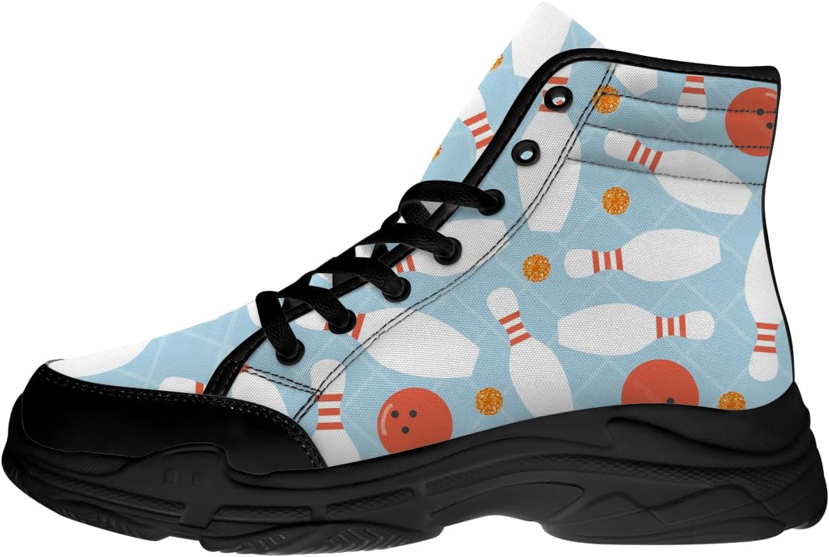 

Кроссовки Quorax для мужчин и женщин с высоким верхом для боулинга, на шнуровке, из холста, подарок для него и для нее, 3103 Bowling Blue