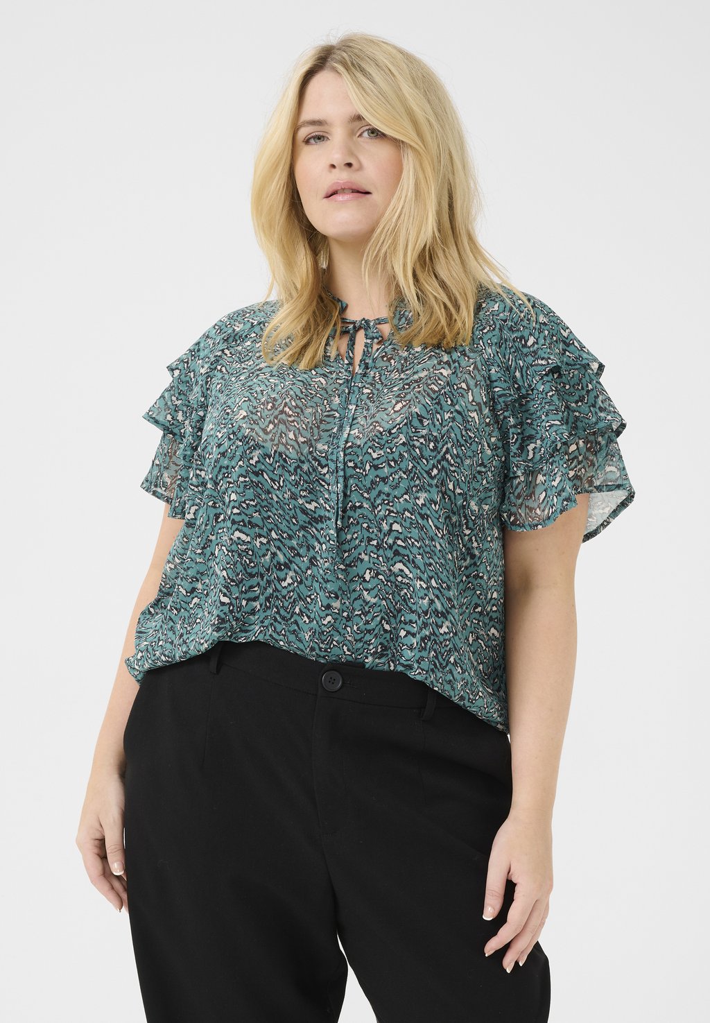 

Блуза KCBELIA Kaffe Curve, цвет Teal Black White Graphic