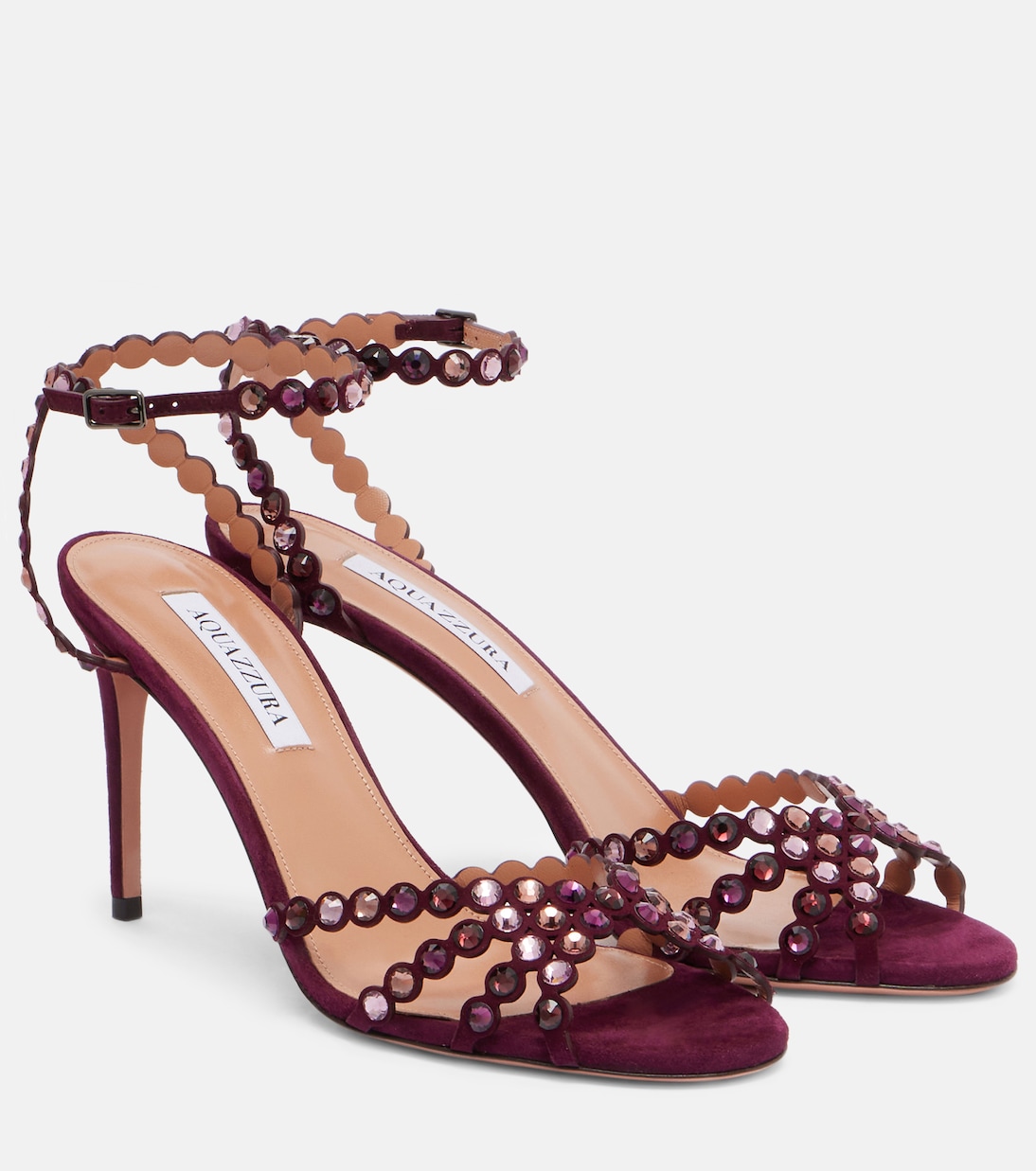 Босоножки из замши с декором Tequila 85 Aquazzura, Blackberry