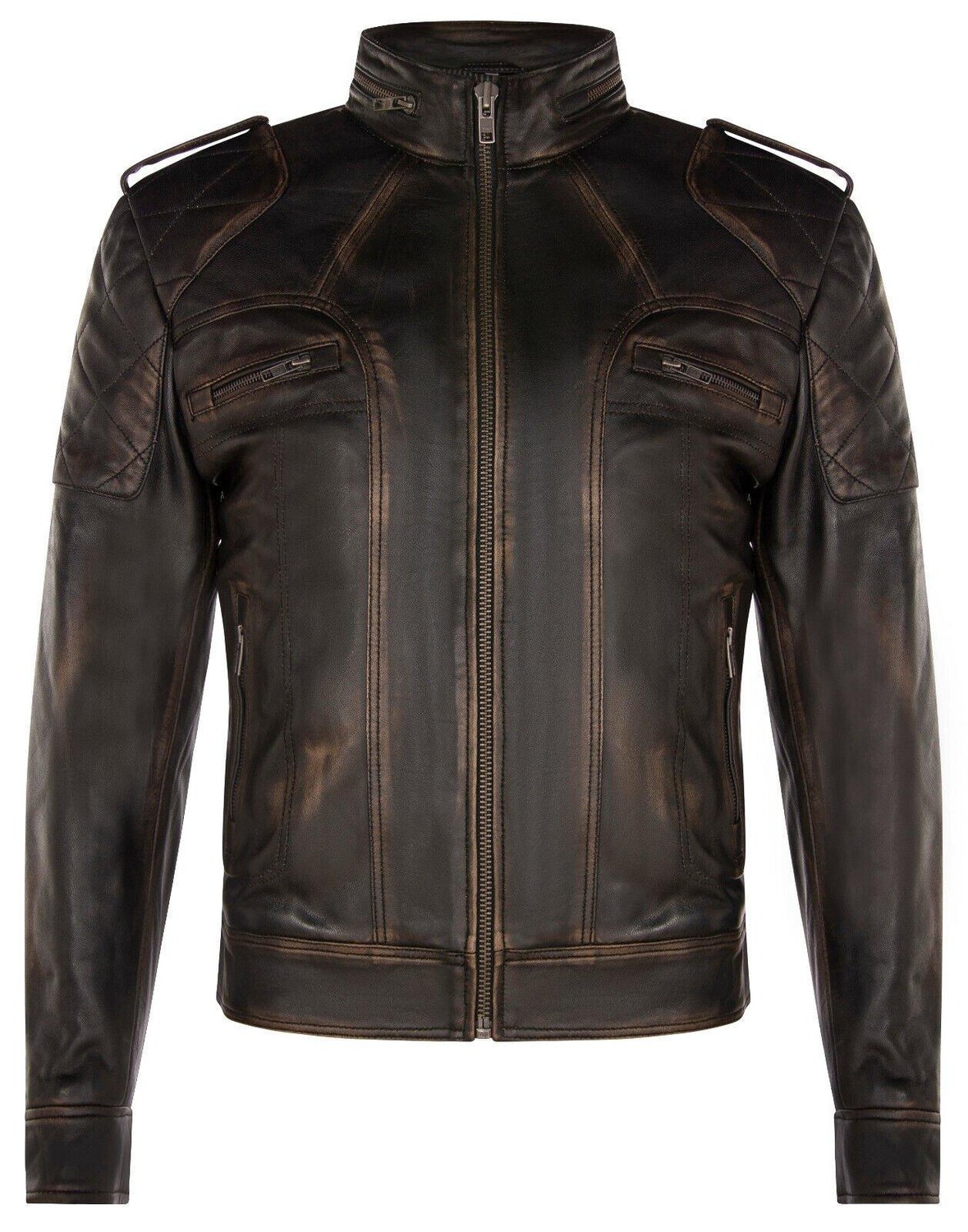 

Винтажная кожаная гоночная байкерская куртка-Бруклин Infinity Leather, черный