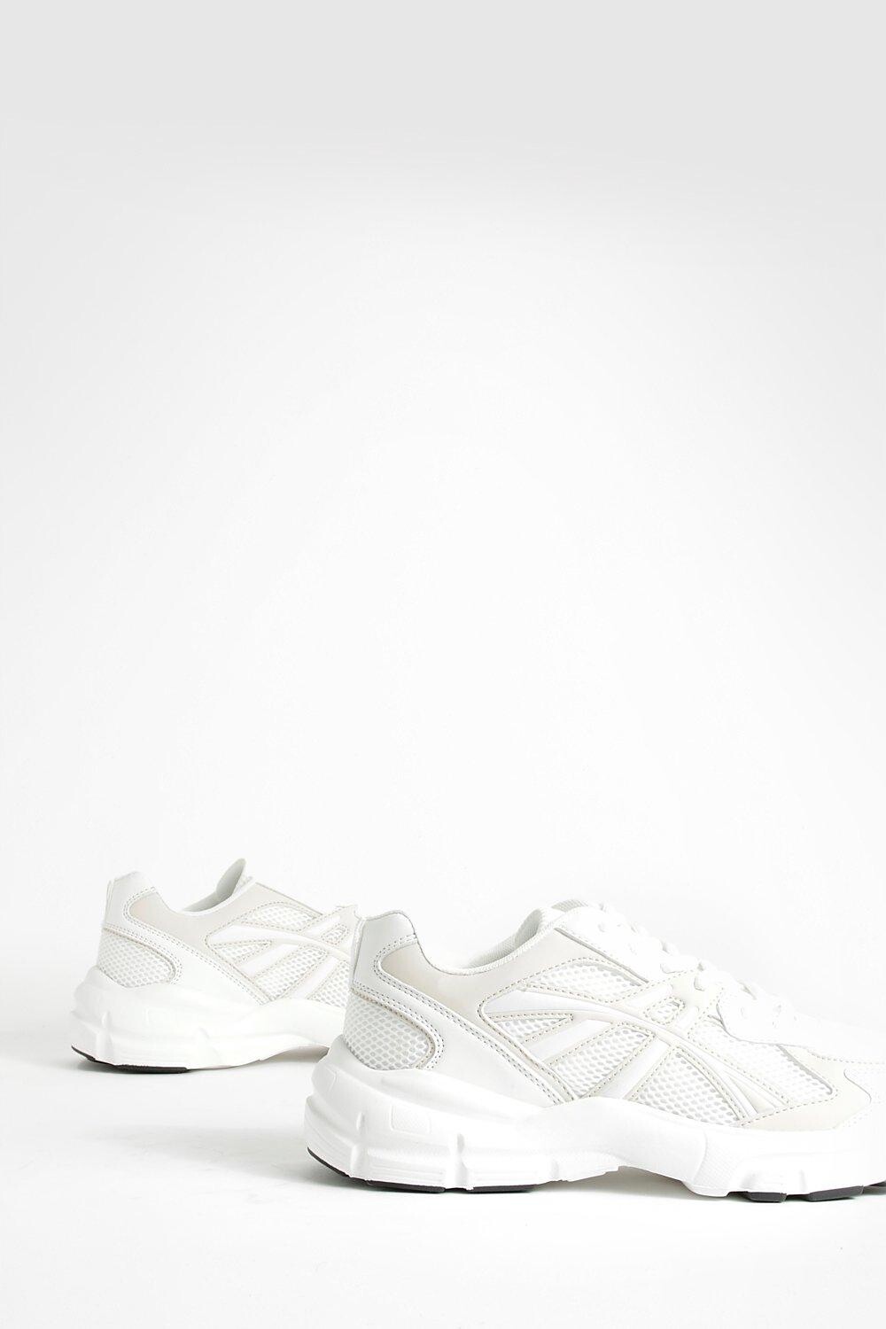 Массивные кроссовки Contrast Stripe Chunky Sporty Dad Trainers boohoo, бежевый — фото 3