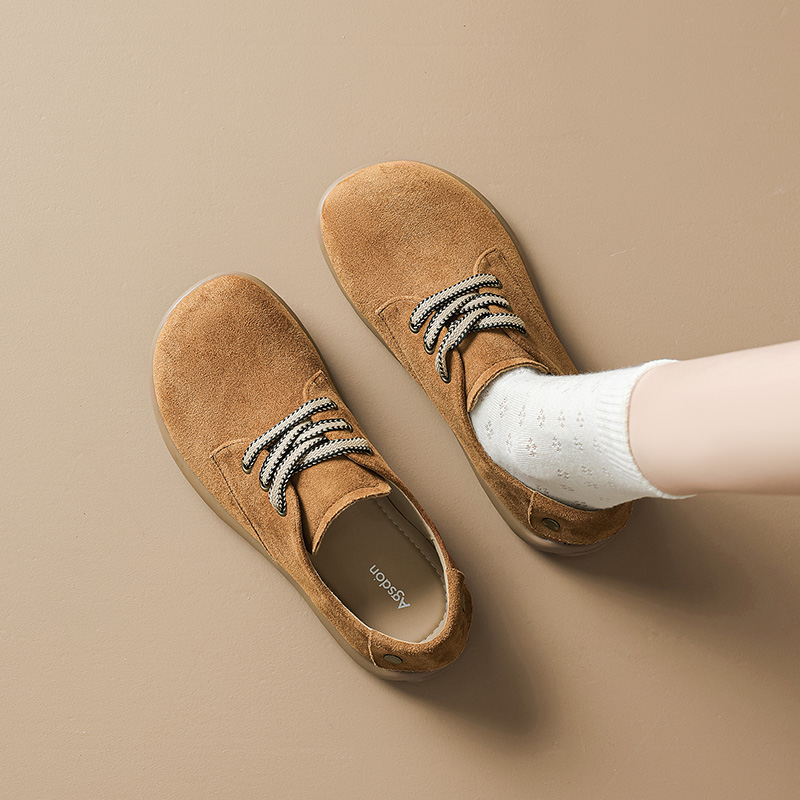AGSDON Женские повседневные туфли-лодочки каштановые, цвет Chestnut — фото 4