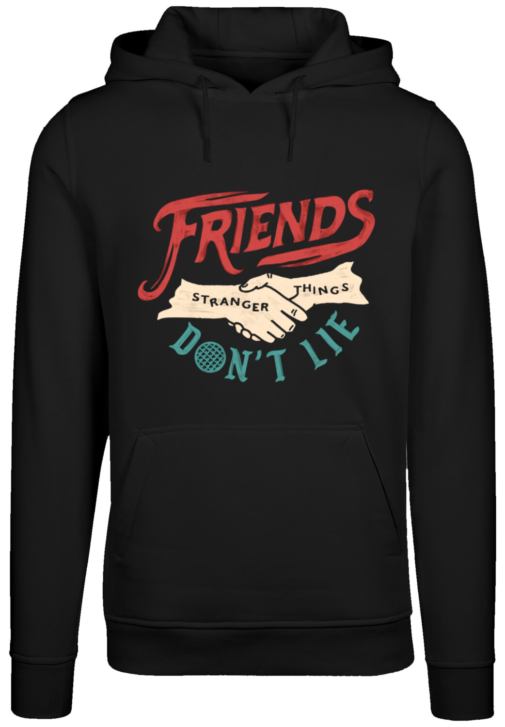 

Пуловер F4NT4STIC Hoodie Stranger Things Friends Dont Lie Hands Netflix TV Series, черный