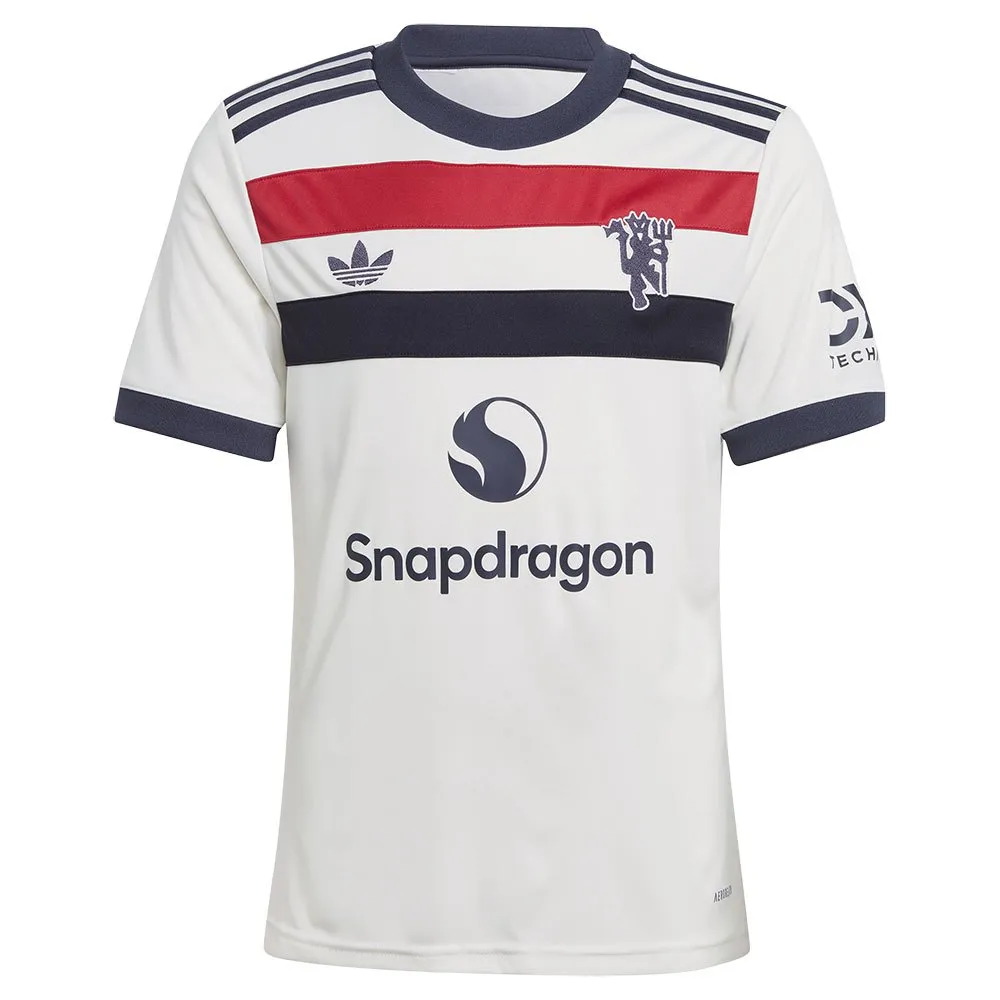 Футболка с коротким рукавом adidas Manchester United 24/25 3 Stripes junior, белый — фото 3