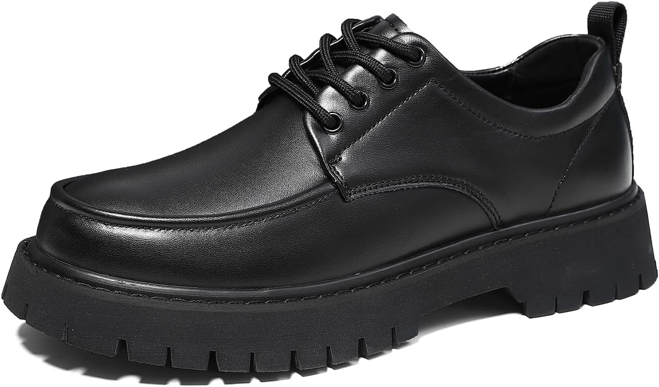 

Мужские кожаные черные оксфорды с платформой и массивной подошвой, классические деловые повседневные туфли на толстой подошве, нескользящие, с шнуровкой, формальные туфли для свадьбы, работы, вечеринки и офиса Ksedt