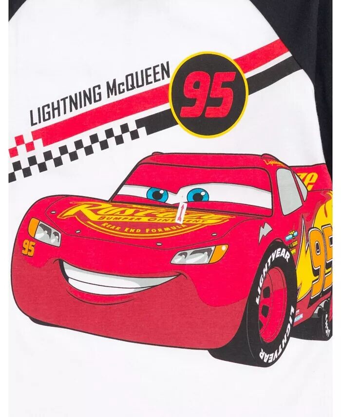 Футболка Pixar Cars Lightning Mc Queen для мальчиков (для малышей) и брюки для бега из французского терри белого/серого цвета Disney, белый — фото 2