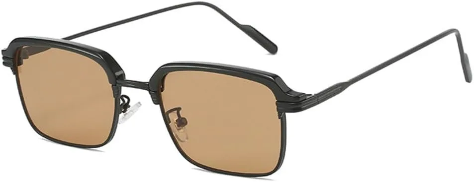 

Солнцезащитные очки в стиле ретро 2027 для женщин, квадратные, с прозрачными линзами с градиентом, защита от УФ-излучения UV400, для мужчин MTZJH, Black Tea