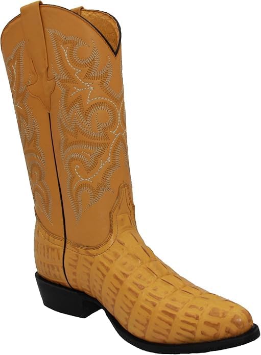 

Мужские ковбойские сапоги с J-образным носком из натуральной кожи с тиснением под кожи каймана и аллигатора - Цвет масляной кукурузы Generic, initial