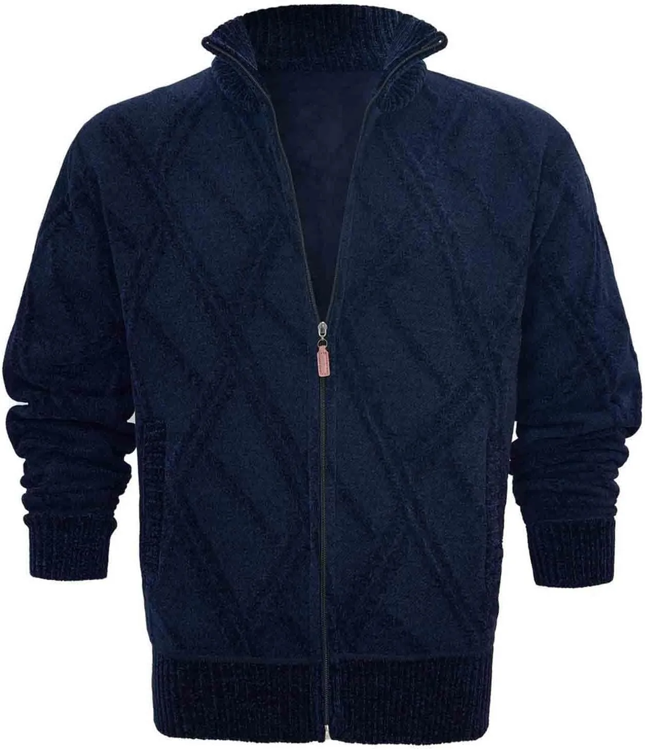 

Мужской кардиган с воротником стойкой, на молнии, длинный рукав, облегающий, кабельная вязка