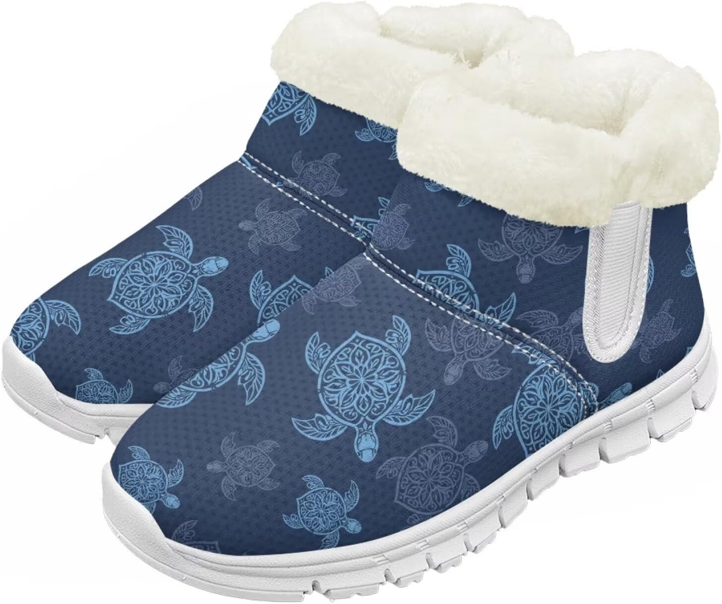 

Pzuqiu Детские зимние сапоги с теплым мехом, милый принт для мальчиков и девочек, малышей/детей/старших детей для прогулок на улице, белая подошва