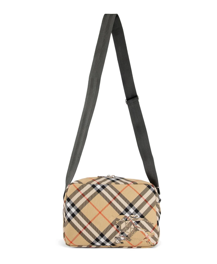 

Сумка через плечо с нашивкой в клетку спереди Burberry, бежевый