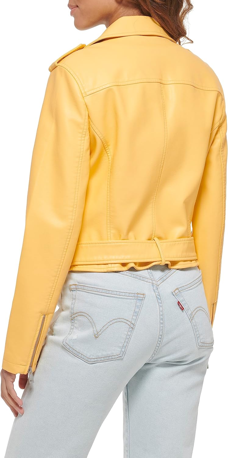 Levi's Женская куртка-косуха из искусственной кожи с поясом, Amber/Cream — фото 4