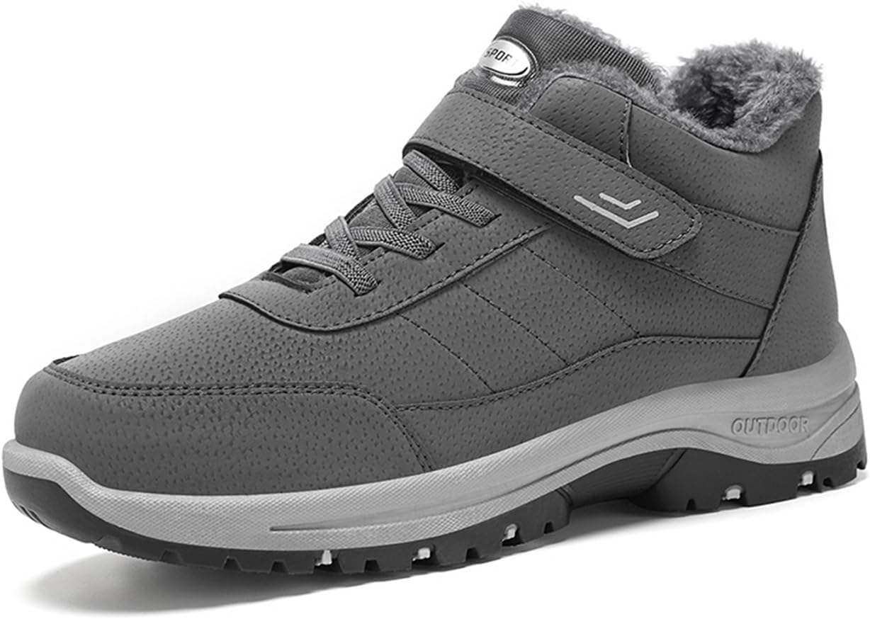 

Зимние женские ботинки с теплой меховой подкладкой, с застежкой-липучкой, противоскользящие повседневные ботильоны Lanverth, серый