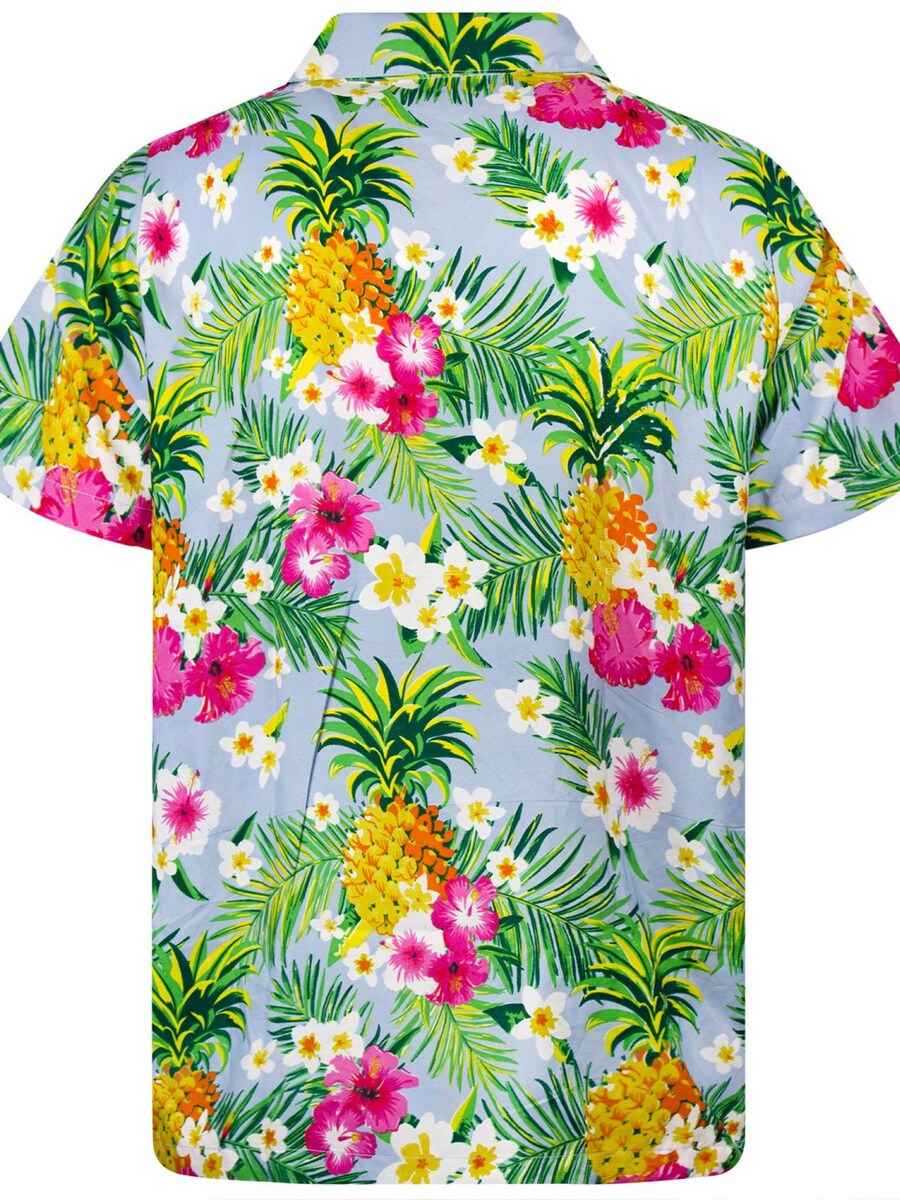 Рубашка на пуговицах классического кроя King Kameha Pineapple Flowers, светло-голубой — фото 2