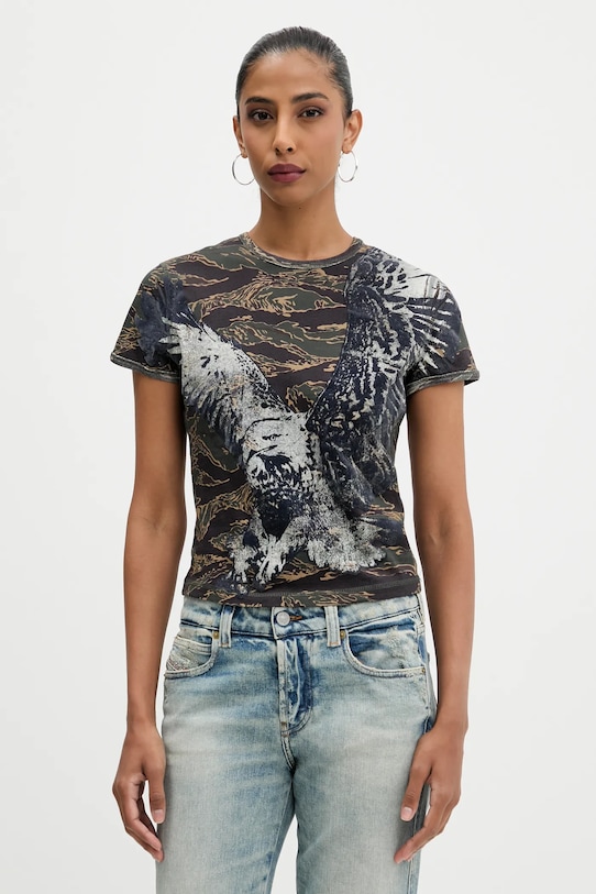 

Хлопковая футболка T-UNCUTIE-LONG-R1 Diesel, серый