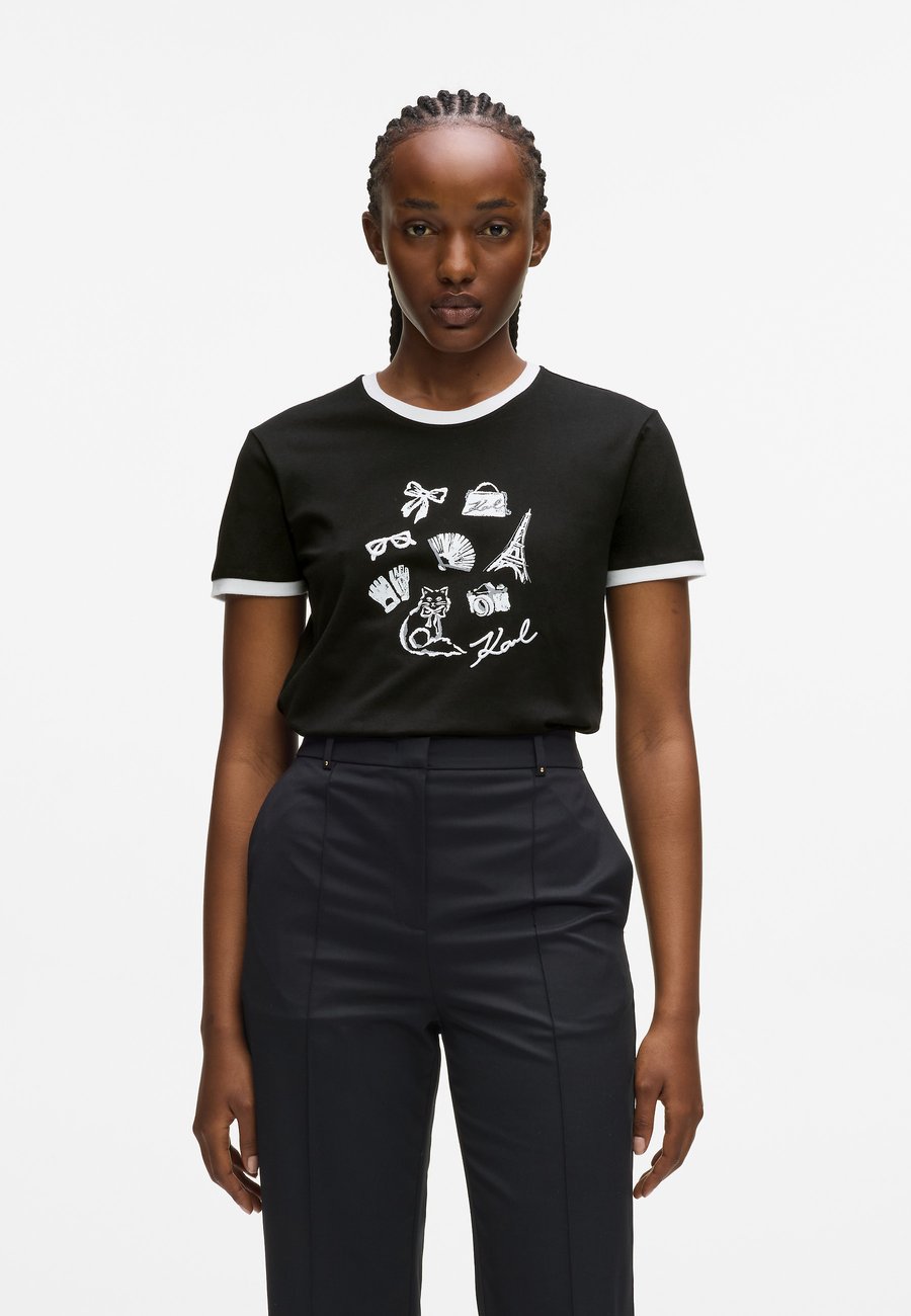 

Футболка KARL LAGERFELD PRINTED EMBROIDERED, Black, Черный, Футболка KARL LAGERFELD PRINTED EMBROIDERED, Black