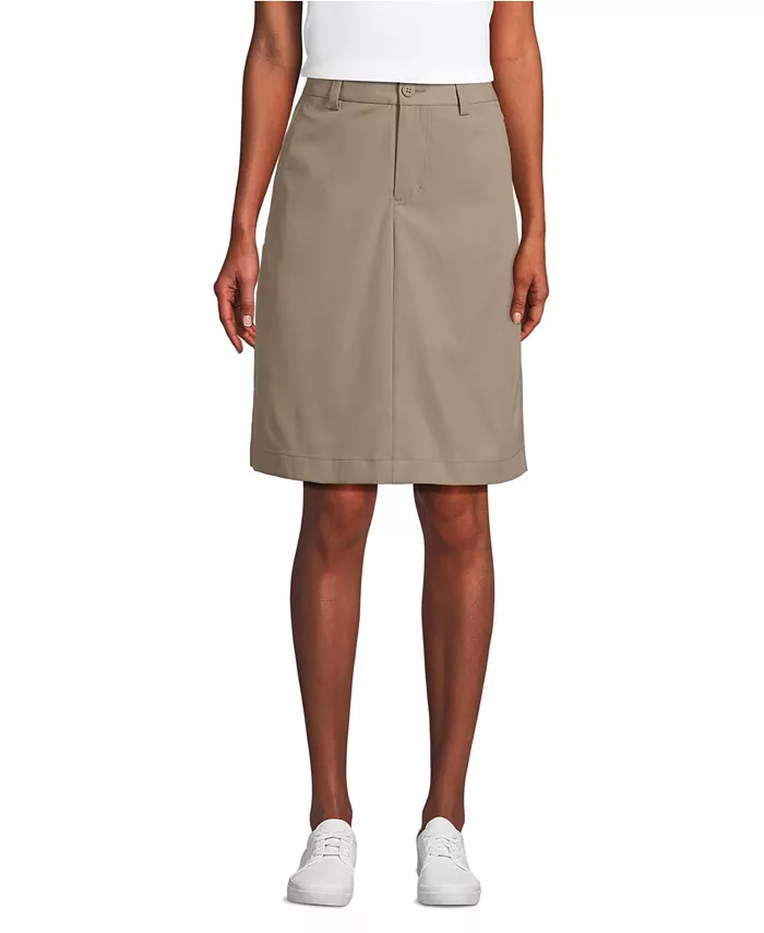 

Юбка Women's Active Performance Chino Skort Top of the Knee Lands' End, коричневый/бежевый
