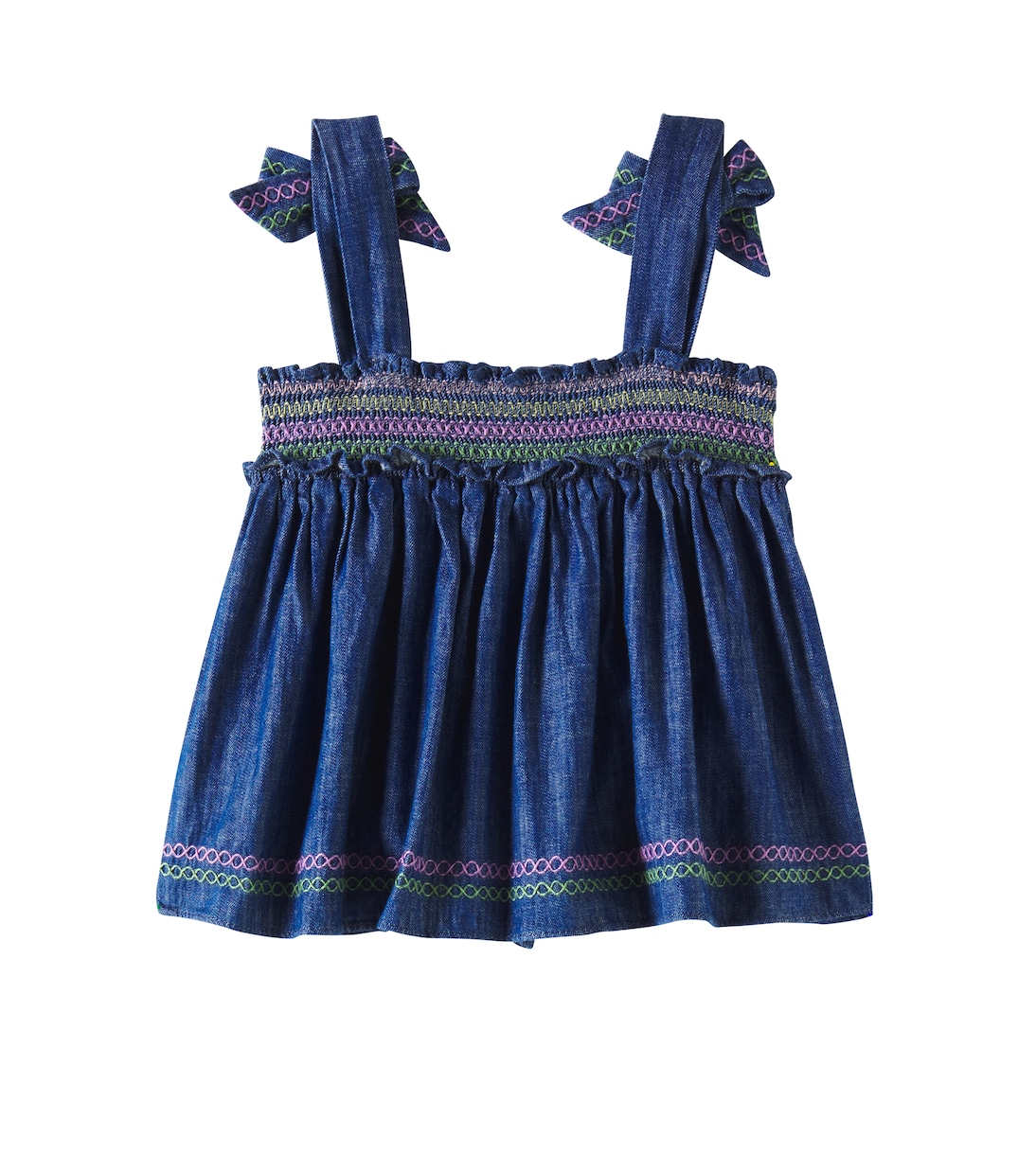 Джинсовый топ с вышивкой Tallow Zimmermann Kids, Blue Lagoon — фото 4