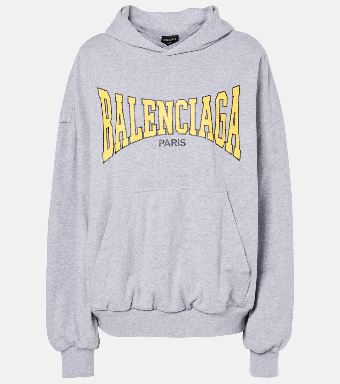 

Хлопковый худи с логотипом Balenciaga, Heather Grey/Yellow