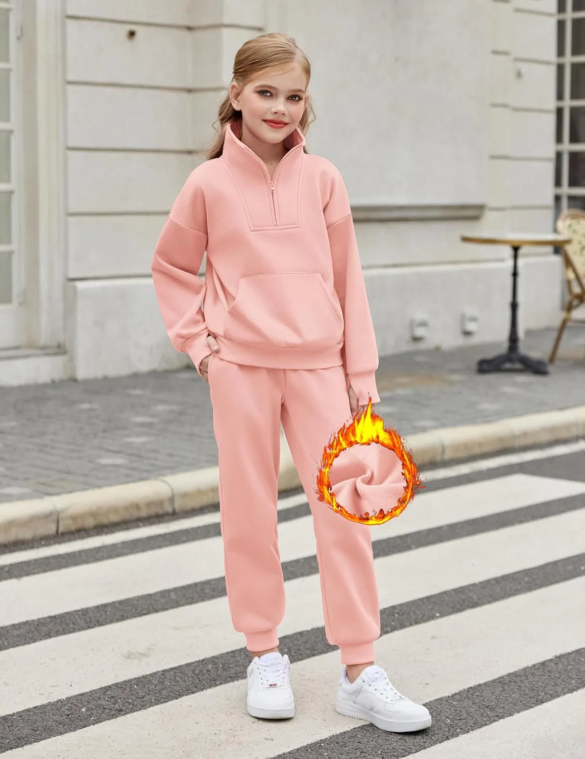 Спортивный костюм для девочек Zaclotre из флиса, Light Pink — фото 2