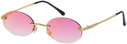 

Овальные солнцезащитные очки без оправы для женщин, винтажные стильные зеркальные очки, мужские солнцезащитные очки для женщин, очки с защитой от УФ-излучения UV400 MTZJH, C4