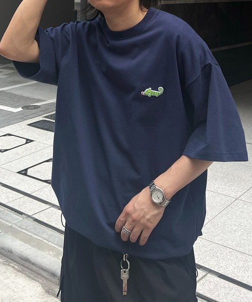 

Футболка унисекс оверсайз с вышивкой, завязками Labordi, темно-синий