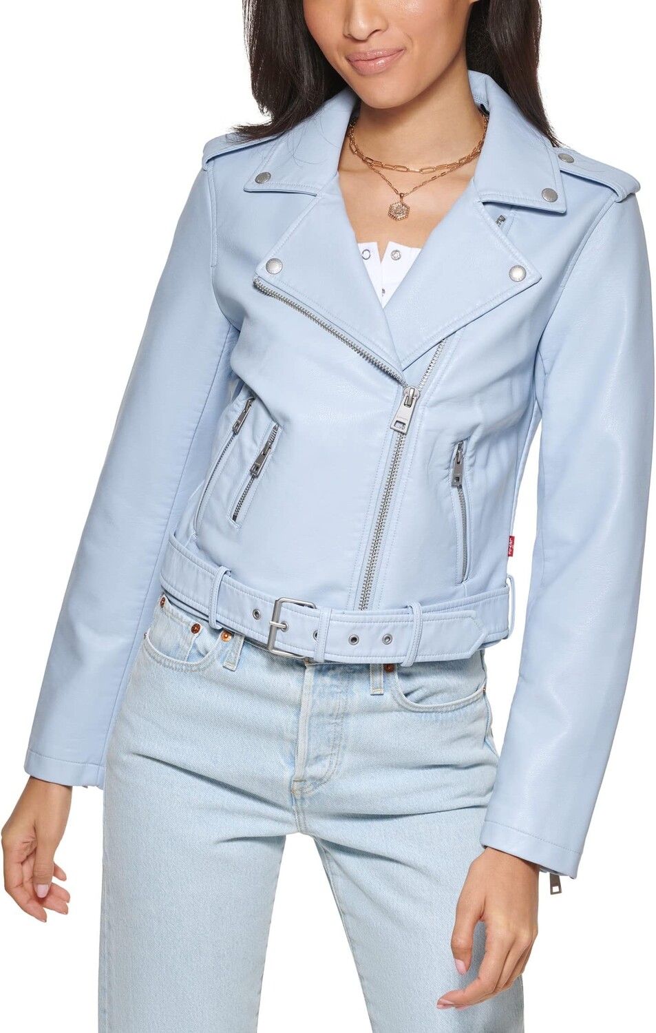 

Куртка Levi's Faux Leather Fashion Moto, цвет Dusty Blue