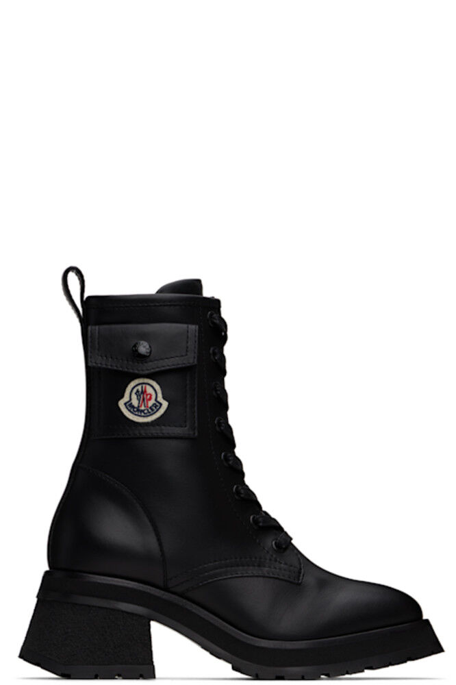 Черные кожаные ботинки Gigi на шнуровке Moncler