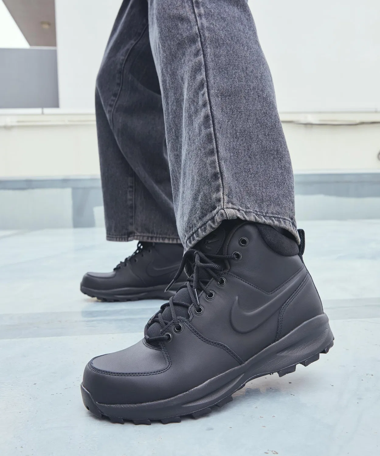 Ботинки мужские Nike Manoa Leather с кожаным верхом, на шнуровке, черные — фото 2
