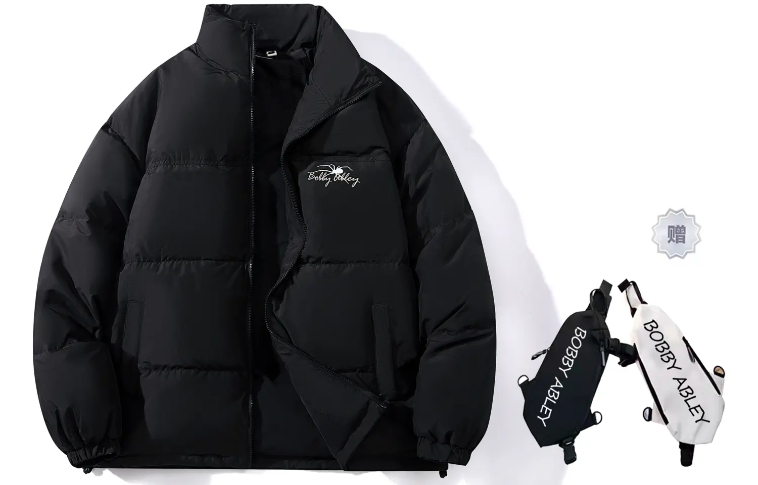 

BOBBY ABLEY Унисекс пуховик, Black (Comes with Brand Crossbody Bag)