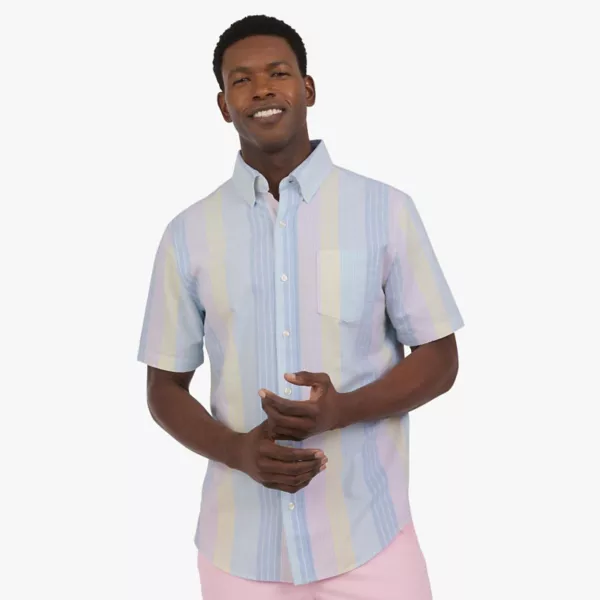 

Мужская рубашка Оксфорд с коротким рукавом из ткани Chaps, цвет multi stripe