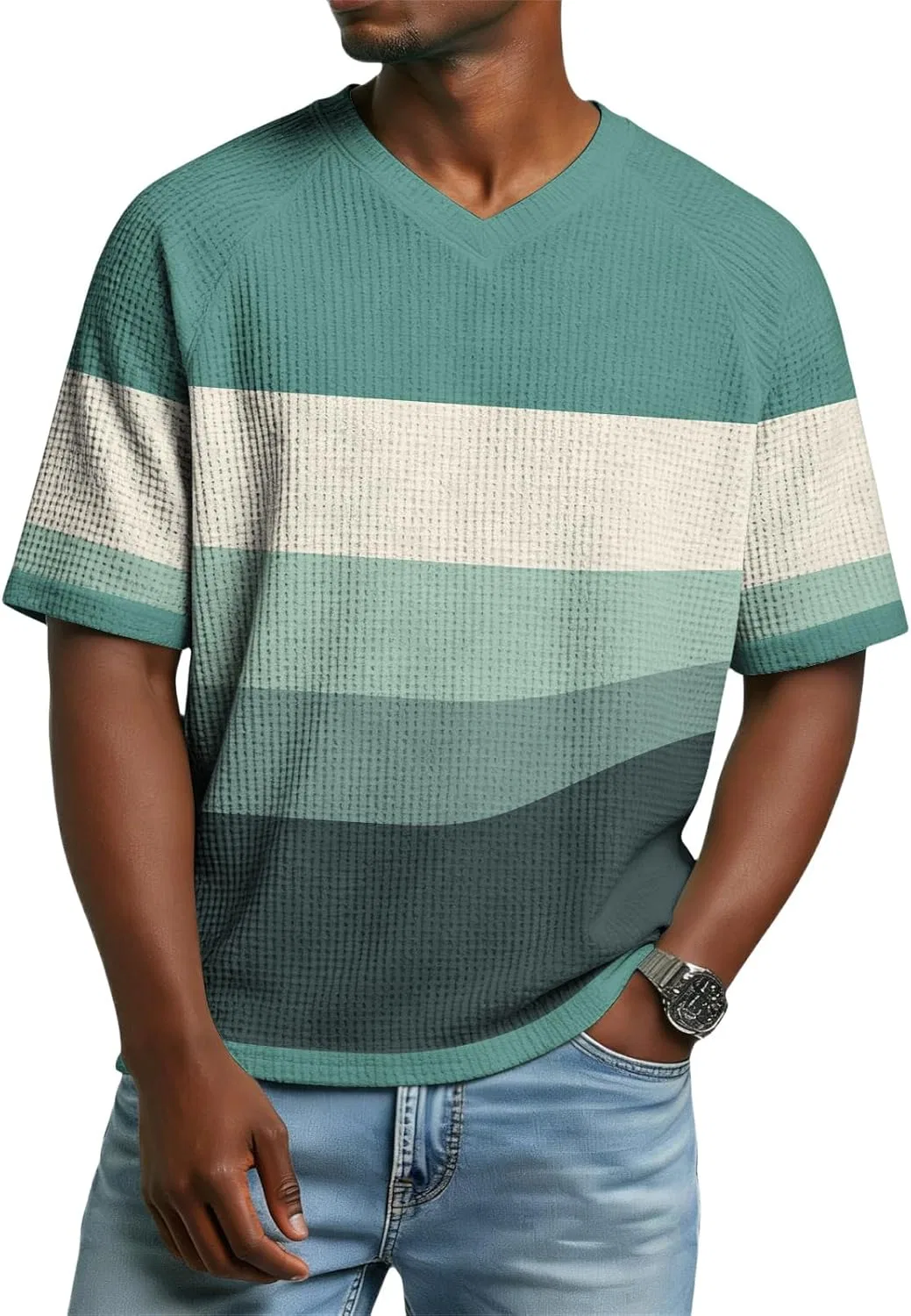 Футболка мужская с принтом, короткий рукав, хлопок, 2-mint Green