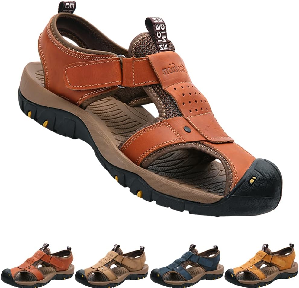 

Мужские походные сандалии для вождения, повседневные спортивные пляжные туфли с закрытым носком, удобные легкие водные сандалии для лета и активного отдыха на улице Generic, темно-коричневый