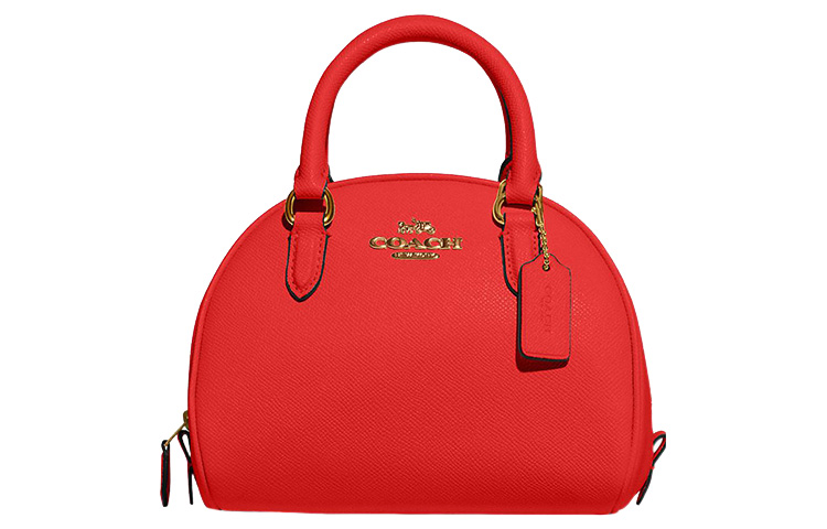

COACH Сумка-купол из кожи Sydney Cross Stitch, сумка-мессенджер, через плечо, маленькая женская, цвет Miami Red