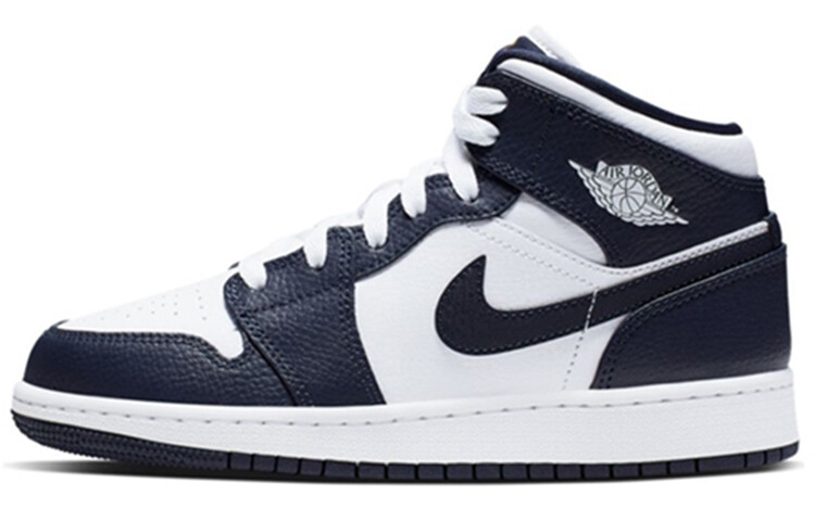 Кроссовки Jordan 1 Mid White Metallic Gold Obsidian GS
