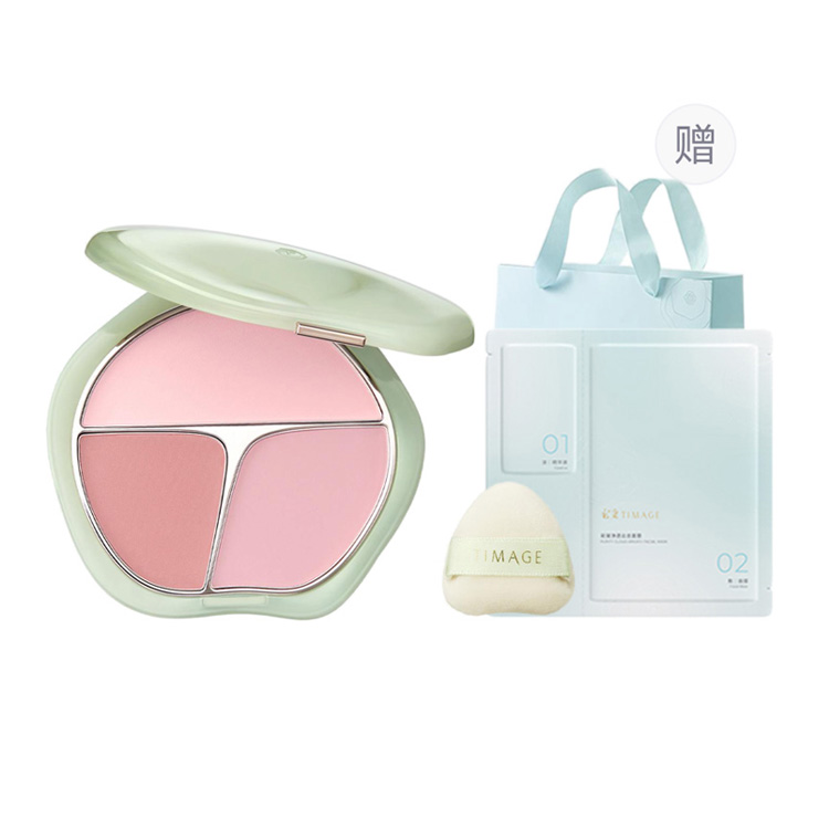 

TIMAGE Contested Green Flow Jade Tricolor Blush Palette Setting, легко растушевывается, для контуринга