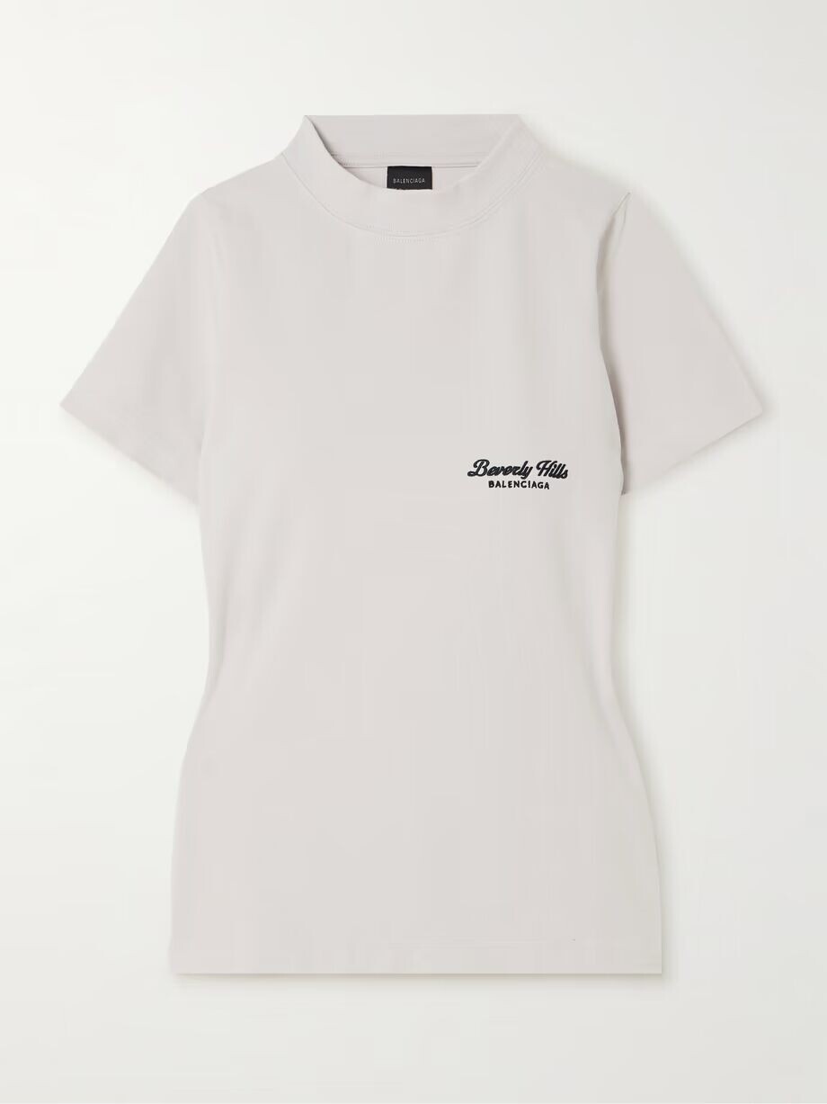 

Футболка из эластичного хлопка с вышивкой Balenciaga, белый