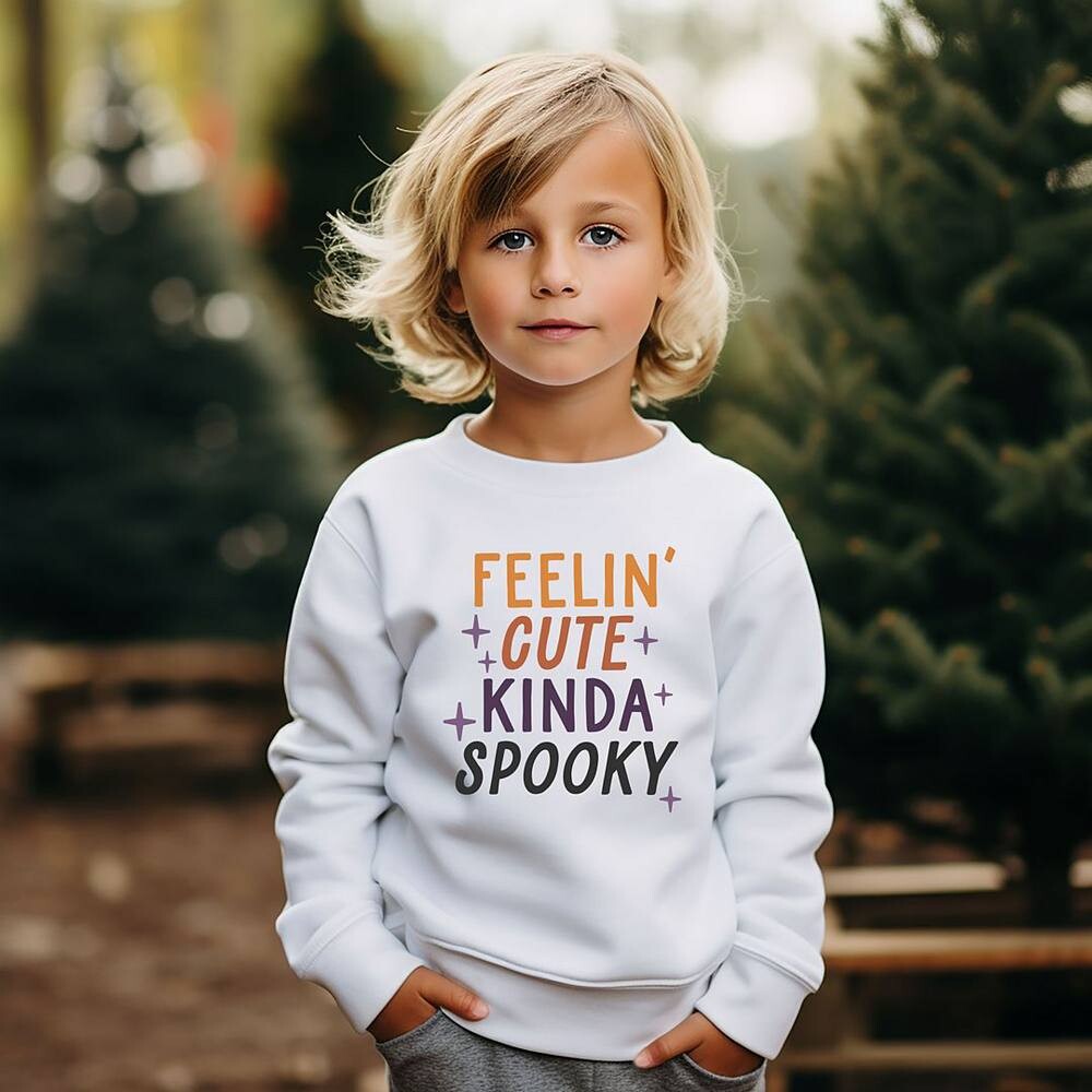 

Толстовка с рисунком Feelin' Cute Kinda Spooky Youth The Juniper Shop, цвет Heather Grey