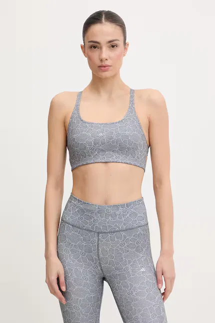 Спортивный бюстгальтер с цветочным принтом Adidas by Stella McCartney, серый