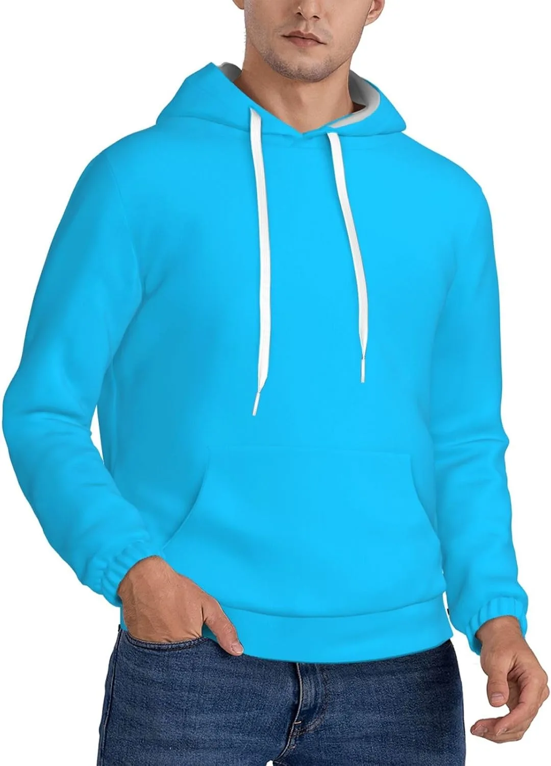 

Спортивный худи для мужчин с принтом и карманом-кенгуру, цвет light blue QAZWZML