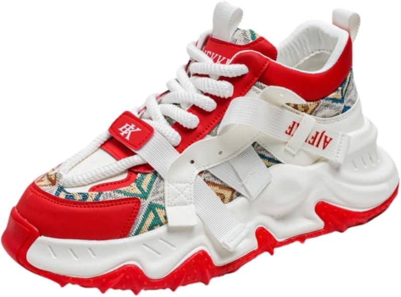 

Мужские спортивные кроссовки - противоскользящая толстая подошва, комфорт на все сезоны и прочная шнуровка для активного образа жизни Hoalox, красный