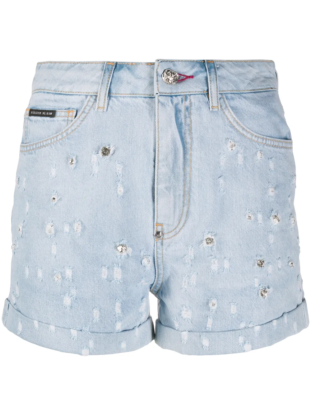 

Джинсовые шорты с кристаллами Philipp Plein, синий